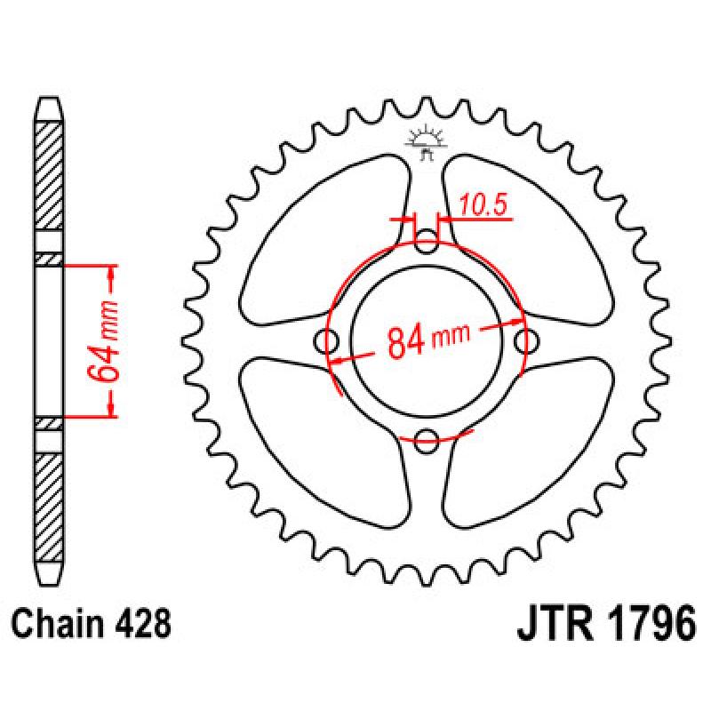 Купить Звездочка задняя JT Sprockets (шаг 428 ) JT JTR1796